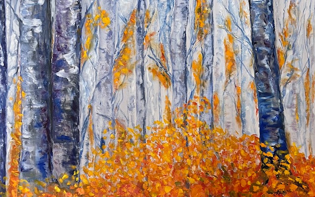 <h2>Falling Gold</h2> Oil, Size: 24x36